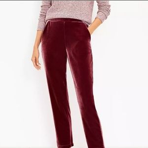 Velvet pull on slim pants